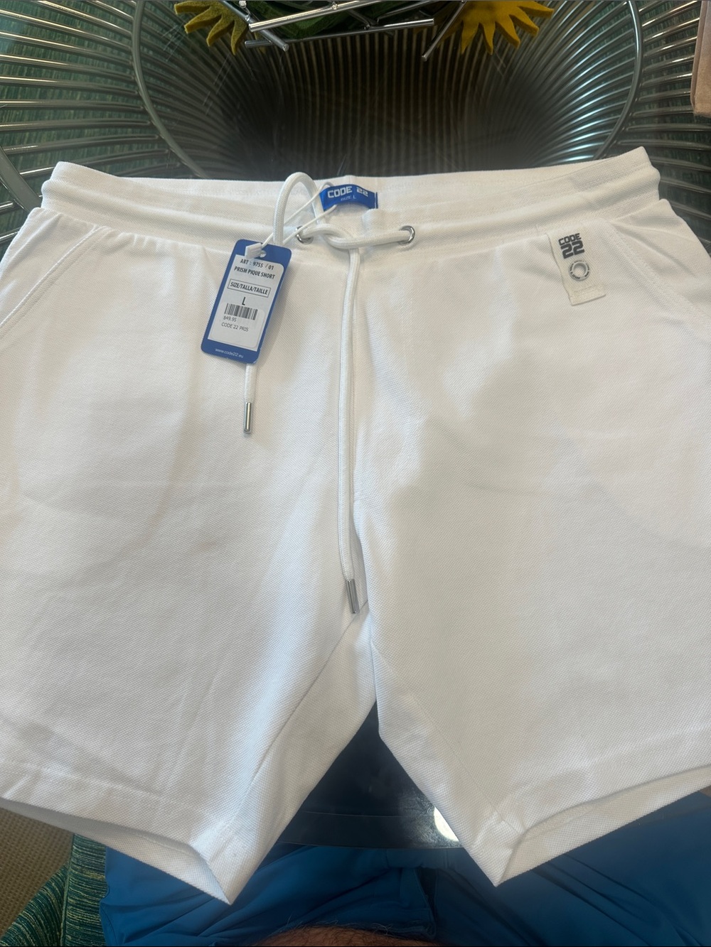 NWT Code 22 Men's White Athletic Drawstring Shorts
